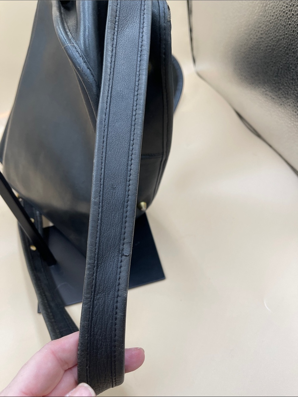 Coach Vintage Black Leather Shoulder Saddle Bag Made in NY USA RARE 5812 - Picture 9 of 11
